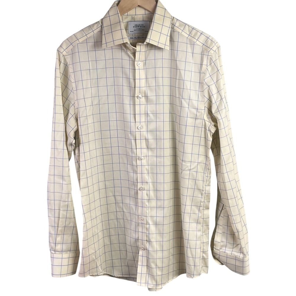 Charles Tyrwhitt Non Iron Extra Slim Yellow Striped Long Sleeve Shirt 15 1/2X34